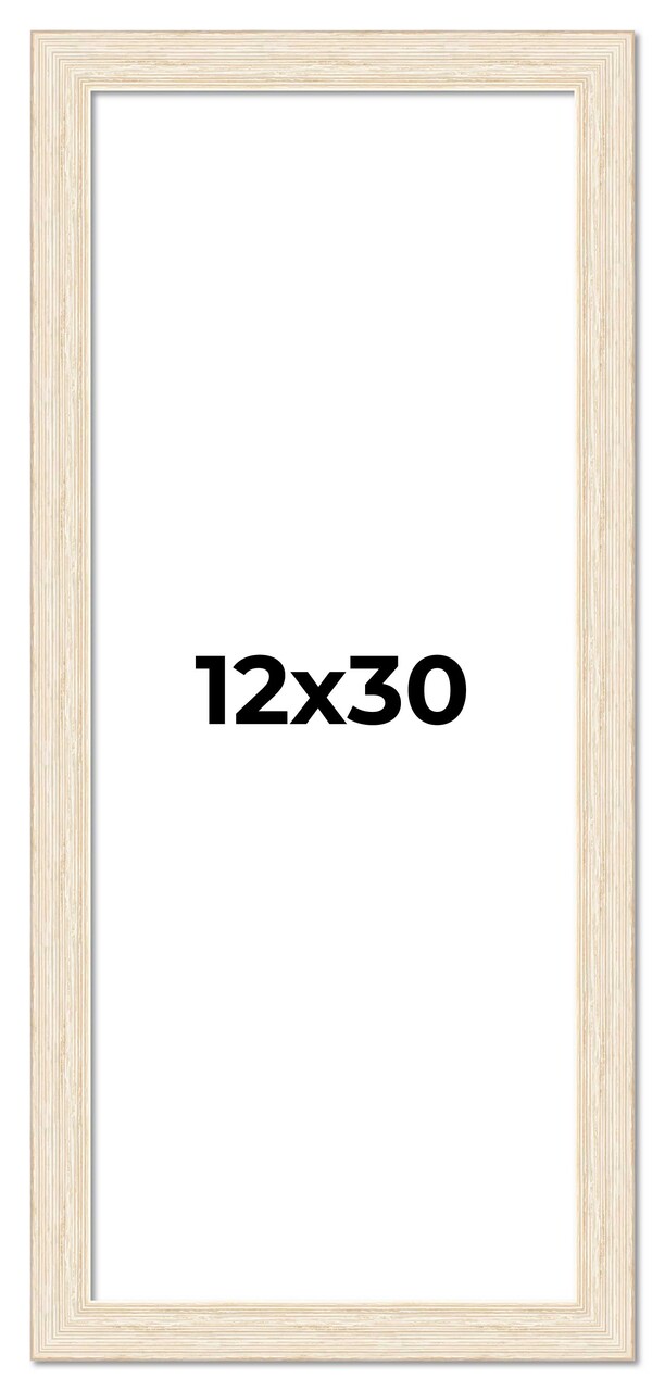 12x30 Wide Barnwood Picture Frame with UV-Resistant Acrylic & Acid Free Backing, Available in 6 Paint Finishes - Grey, Brown, White, and Black